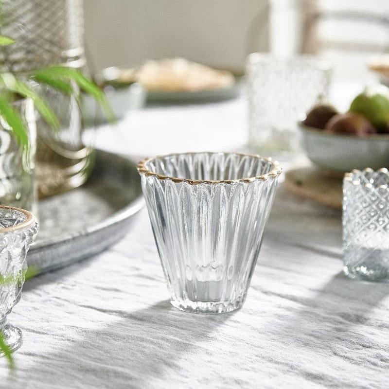 Fluted Glass Tea Light Holder